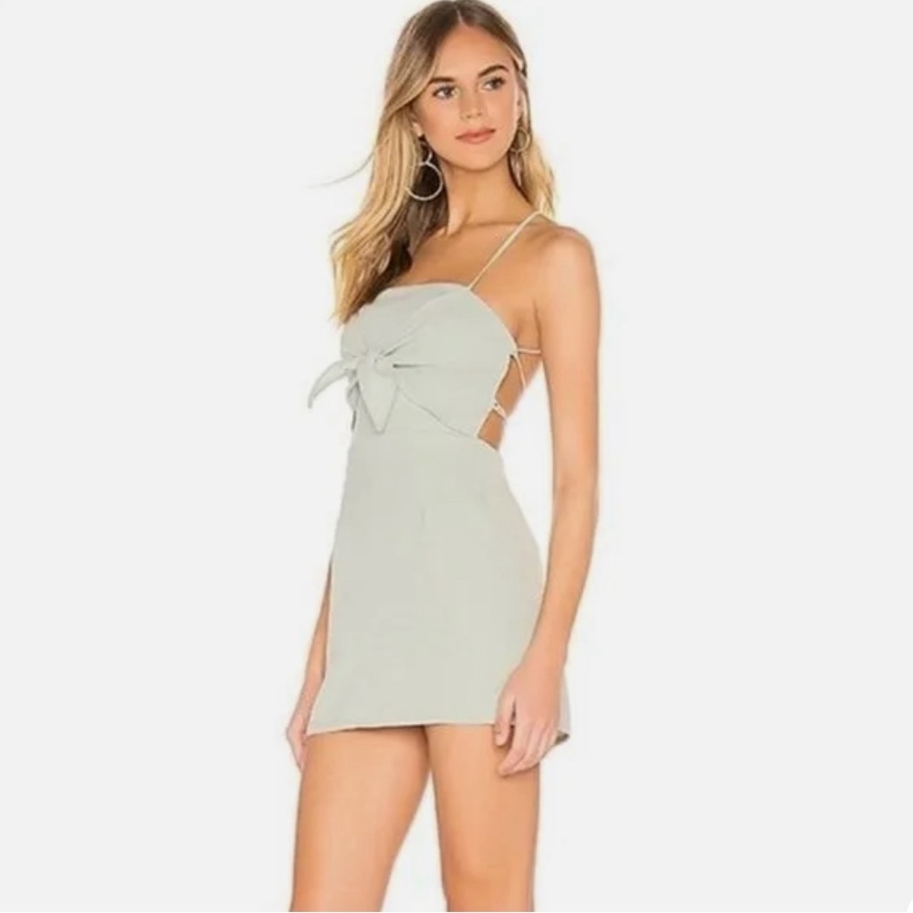 Superdown Thalia Bow Front Dress in Sage Size XS